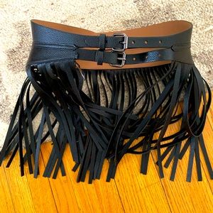 NWT BCBG Black Fringe Belt
